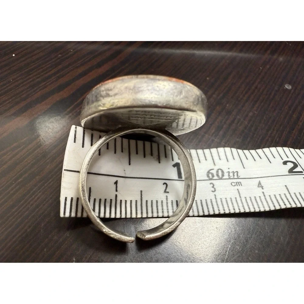 VTG Sterling Silver‎ with Agate Stone ring HandMade by Carlos Diaz Adjustable